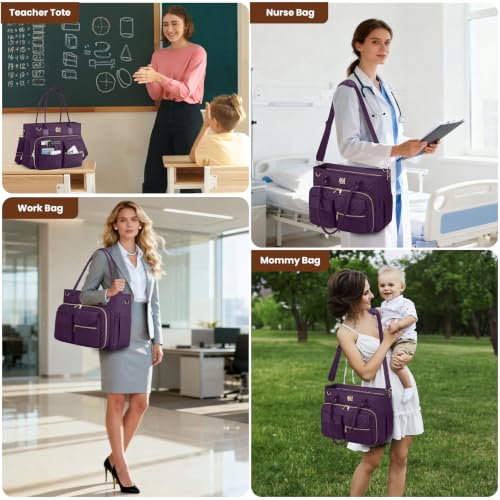 Image of Teacher Tote Bag for Women,Laptop Work Bag for Business Travel,Quilted Nurse Bible Computer Bag Briefcase Gift