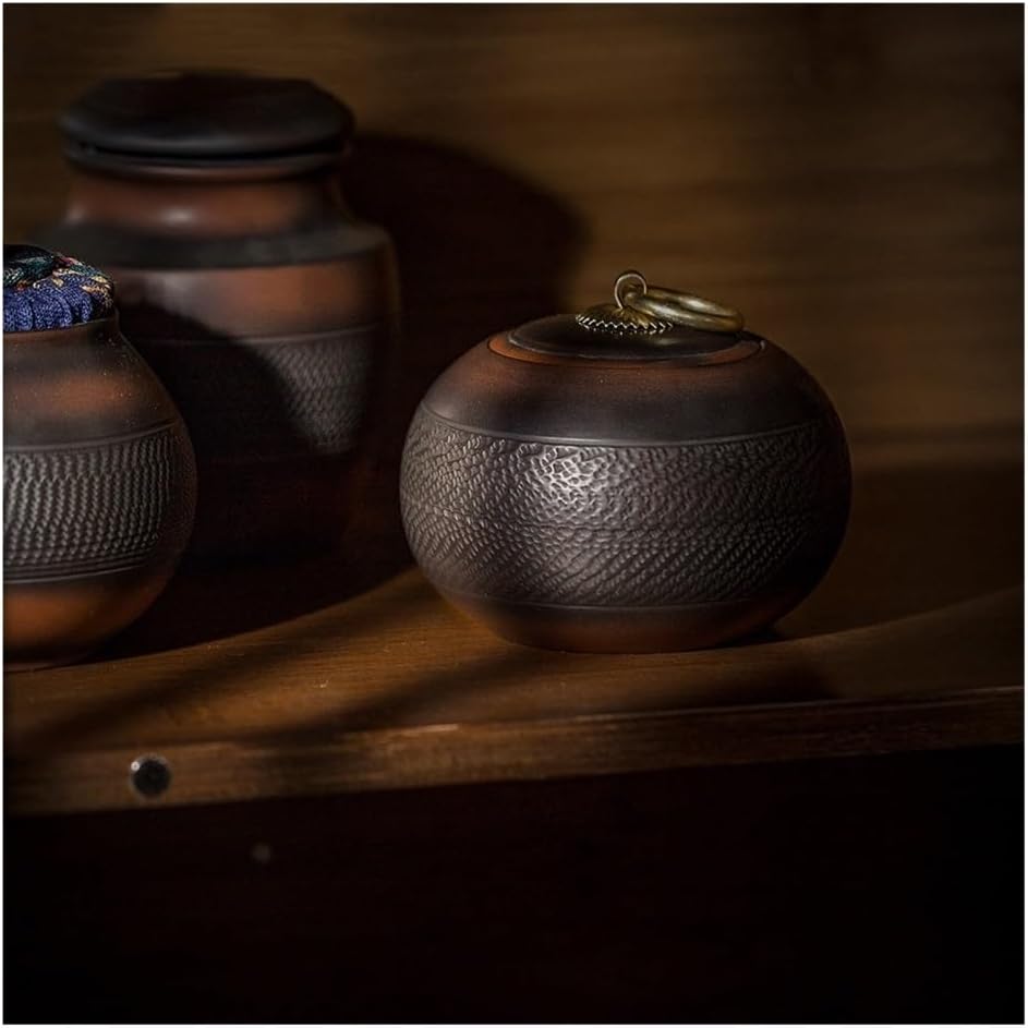 Tea Container Tea Storage Containers Ceramic Sealing Jar with Hammer Grain Texture Purple Sand for Loose, 200ML