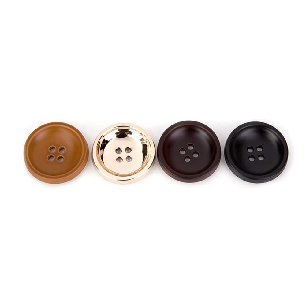 10 pz Bottoni di resina rotondi 4 fori a retro piatto base per abbigliamento artigianato DIY accessori per cucito (#699 Black, 25mm