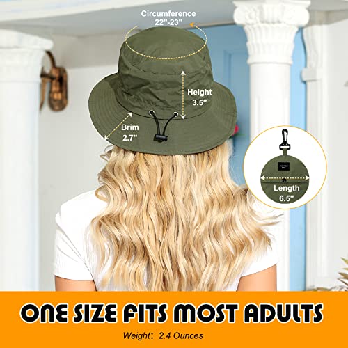 Slowtown Packable Bucket Hat Women Outdoor Waterproof Fishing Hat Summer Lightweight Men Uv Protection Sun Hat (Army Green, One Size) #TOP5