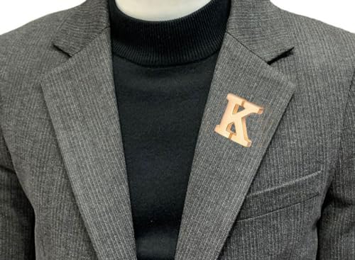 Image of vmcoatdu A-Z Initial Pins 26 Letters Pins 18K Gold Plated and Silver Tone Metal Brooch Breastpin Badge