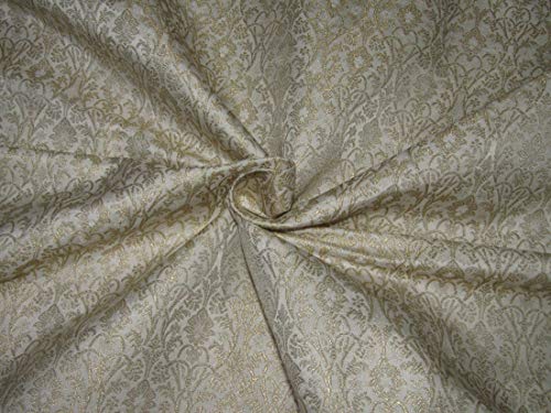 Tissu de brocart de soie ivoire et doré luxe pour haute couture BRO706