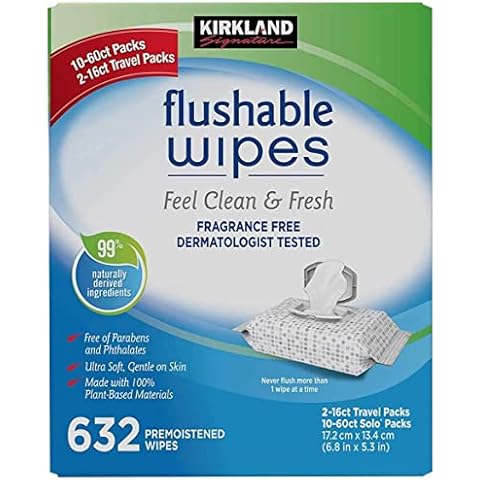 Kirkland Signature Moist Flushable Wipes, 632 Count Cover