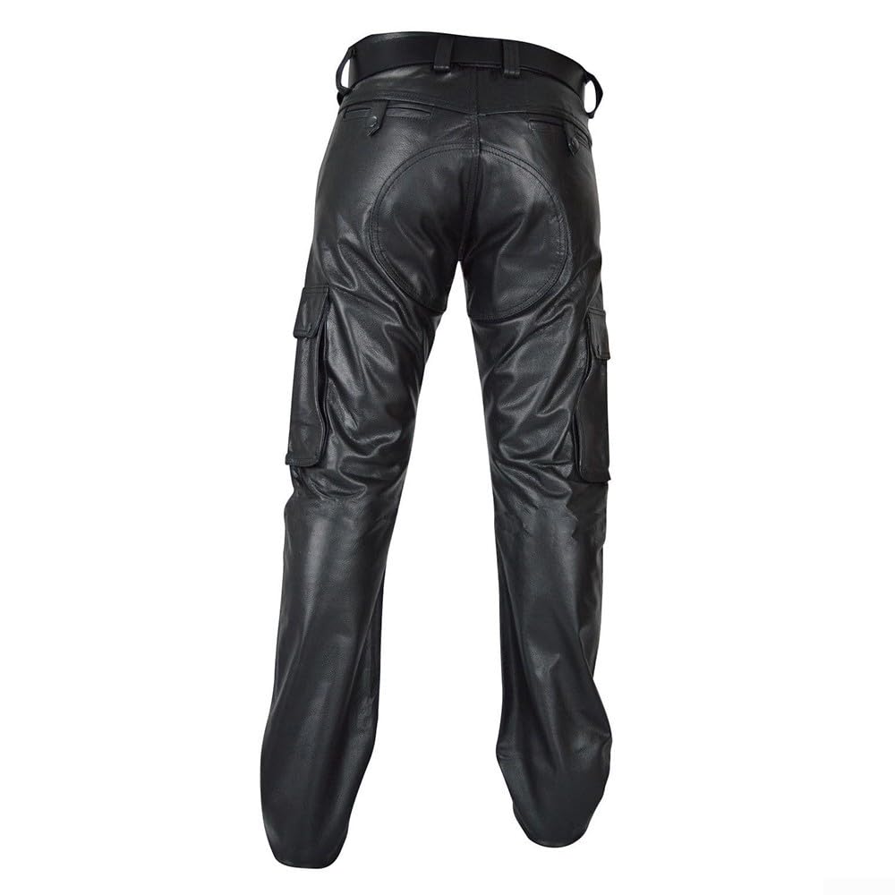 Pantaloni da motociclista da uomo in pelle PU per pantaloni da motociclista slim