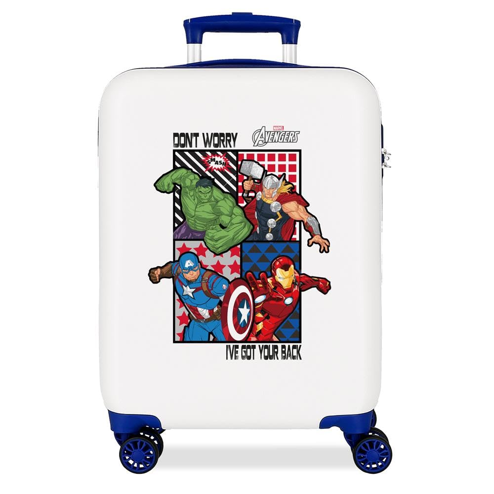 Joumma Marvel All Avengers Walizka kabinowa biała 38 x 55 x 20 cm twarda 2 kg zamek szyfrowy z boku ABS 2 kg 35 l bagaż podręczny, biała, Talla única, walizka kabinowa