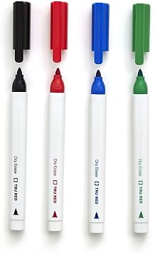 TRU RED Dry Erase Markers, Fine Tip, Assorted Colors, 12-Pack