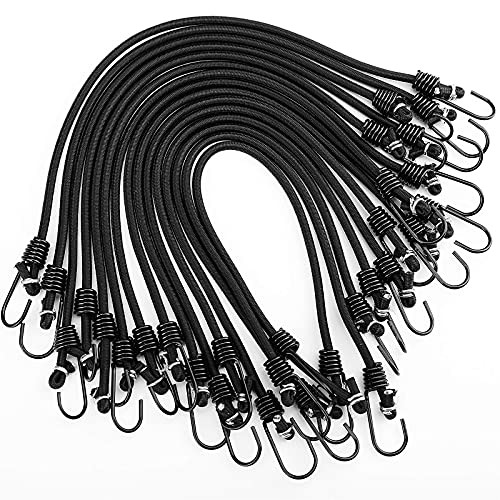 Zhoubin 12 Inch Bungee Cords With Hooks - Short Small Black Bungee Cords, 15 Pcs #TOP6
