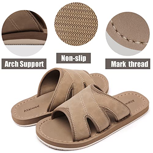 Ataiwee Men's Slide Sandals - Comfortable Lightweight Summer Slipper Shoes For Indoor & Outdoor Use.(1909021-5,Gr/Pu,9) #TOP3