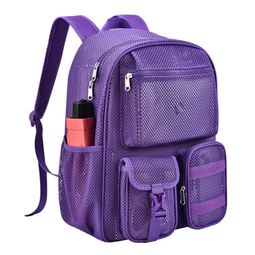 Slumou Mochilas grandes de malha resistente de 27L para adultos - roxa