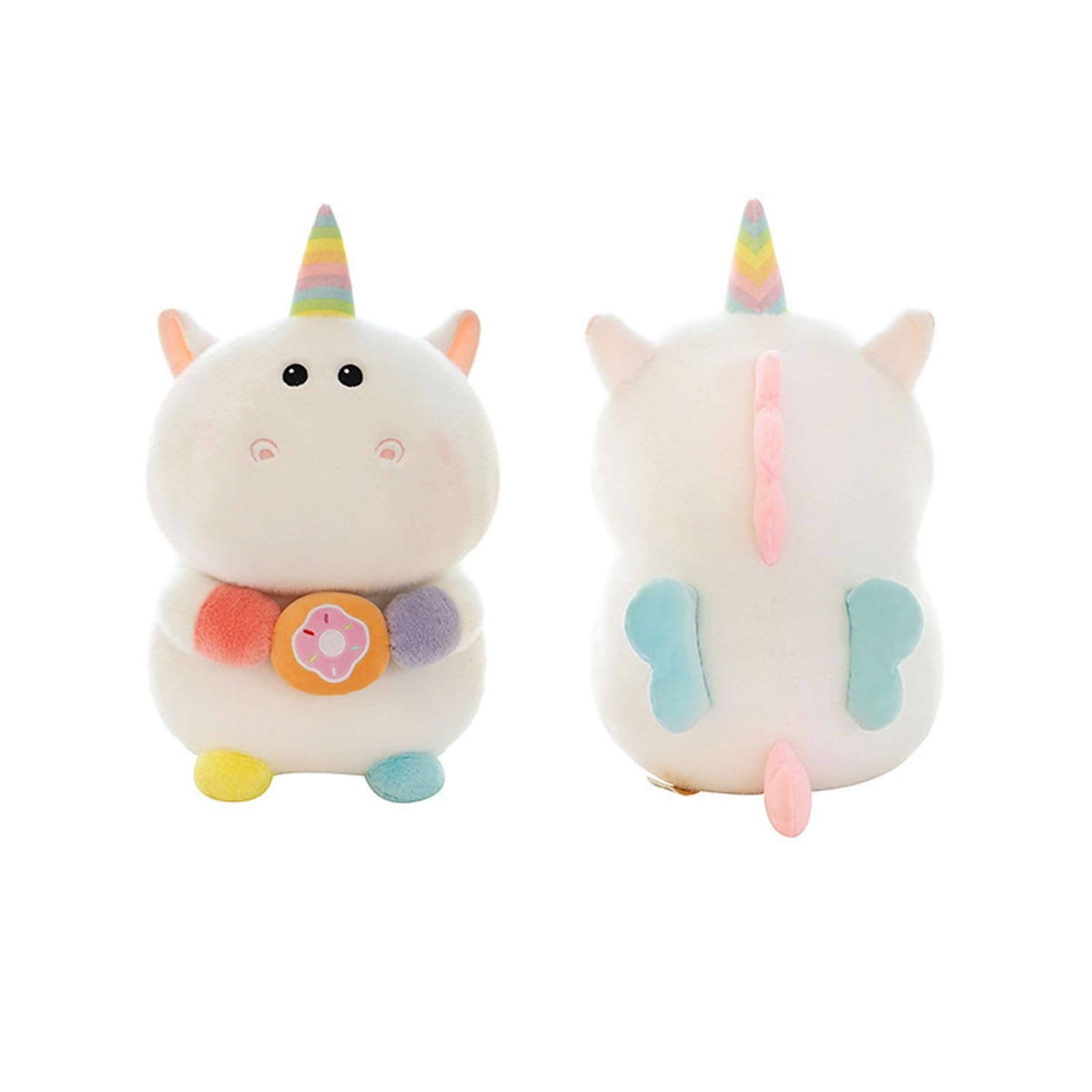 Bunter Einhorn Nilpferd Kuscheltier, 21-50cm Weiches Stofftier Kissen, Niedliches Flauschkissen für Kinder & Erwachsene, Schlafzimmer Dekoration (38cm)