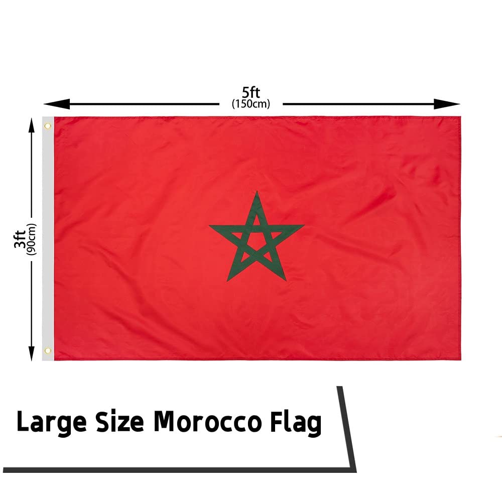 Morocco Flag 3x5 Ft Large, 90x150cm with 2 Brass Grommets, National Flag for Party Festival, Sport Activities - Image 3