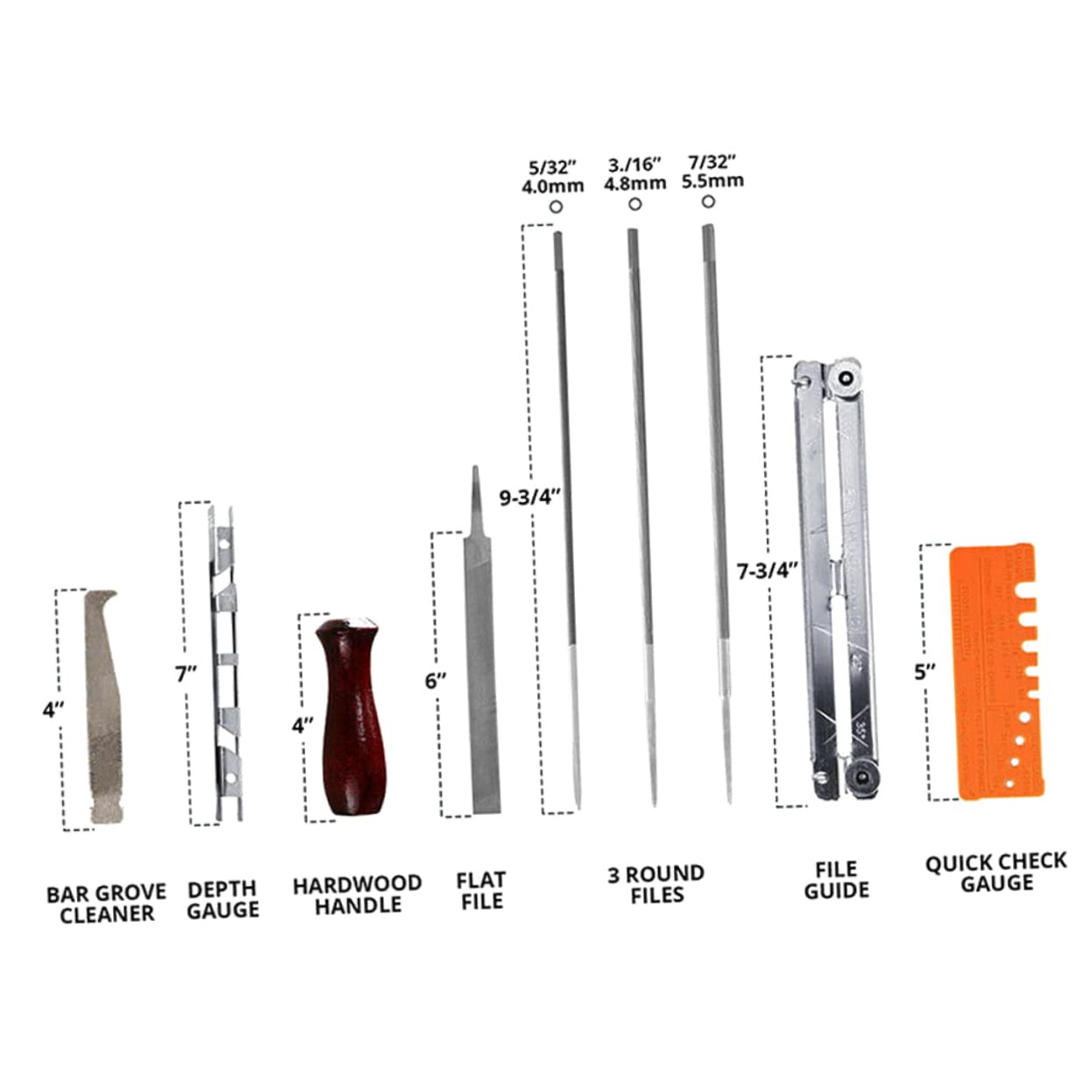 BESPORTBLE 10pezzi Kit Di Affilatura Per Motosega Per Affilare Catena Motosega Kit Di Utensili Per Affilatura Catena Durevole in Metallo