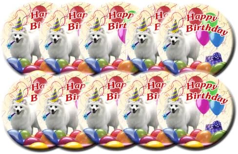 American Eskimo Dog Pack Of 10 Happy Birthday Badges