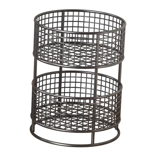 Sharplace Panier en fil métallique maillé, bac de rangement, pour oignons, gingembre, ail, panier de cuisine, organisateur de comptoir pour armoire de salle de, Noir