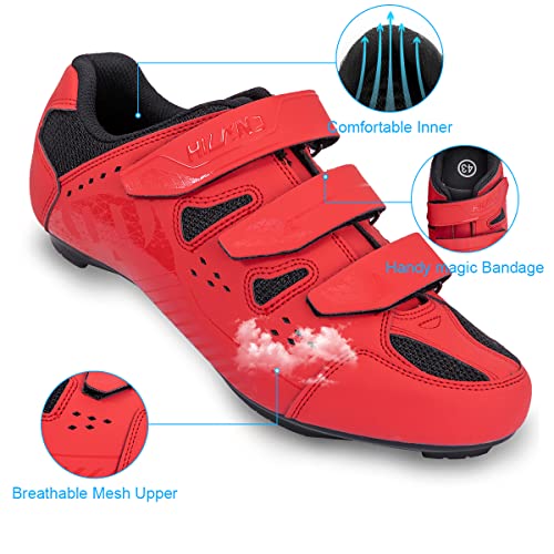 Image of Hiland Unisex Wide Cycling Shoes Compatible with Peloton & Look Delta /SPD Cleats-3 Straps-Clip in Road /Mountain /Indoor Bike Shoes for Mens and Womens