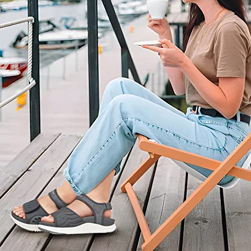 Image of ONCAI Walking Sandals Women,Arch Support Hiking Sandals with Orthotic Outdoor Footbed for Plantar Fasciitis,Water Athletic Platform Sandalias Mujer with 3 Adjustable Strap (US Size 6-12)