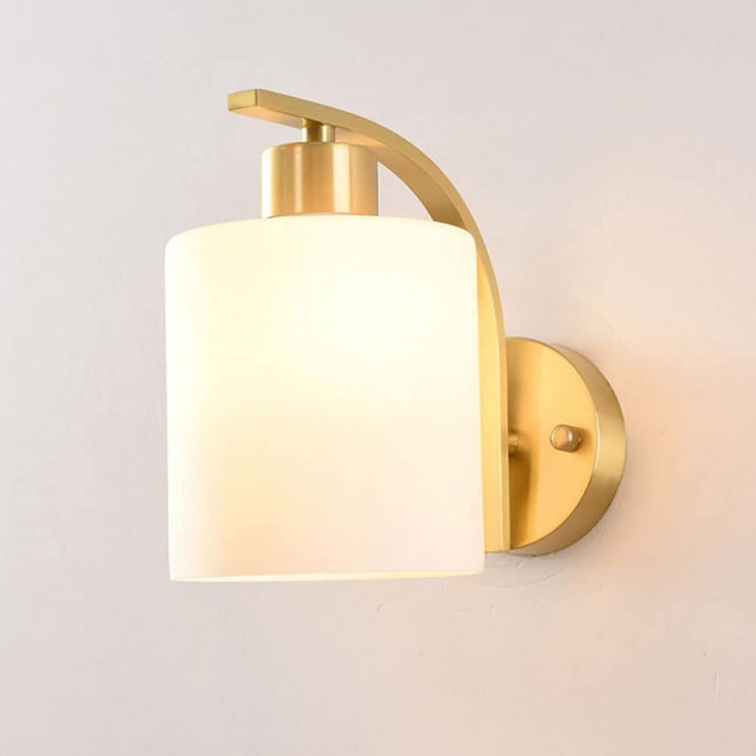 ASerZenith Wall Light Copper Wall Lantern Lamp Milky White Glass Lampshade Wall Fixture Modern Simple Wall Light Wall Mount Lighting