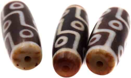 九眼天珠　楕円形ビーズ 茶色と白の模様 約5cm 九眼天珠 形ビーズ 茶色と白の模様 約5cm