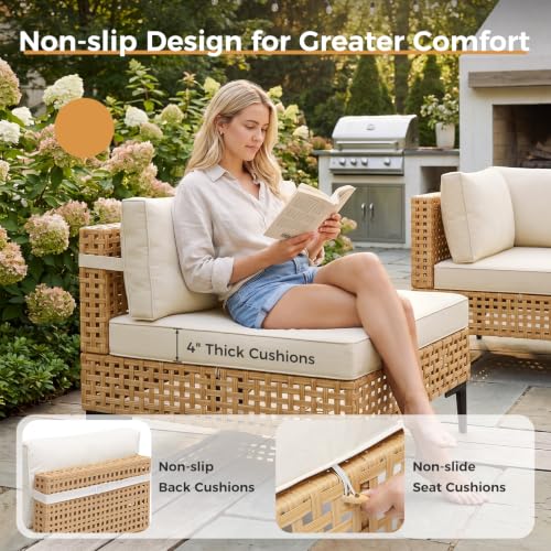 ABCASA 7-Pieces Patio Furniture Set with Non-Slip Cushions & Coffee Table - Image 4