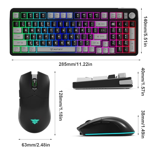 Image of NPET KM98 Triple Mode RGB Backlit Gaming Keyboard and Mouse Combo, 98 Key Quiet Mechanical Feel Keyboard, 7200 DPI Ergonomic Mouse, Spill-Resistant, for PC, Black (3 Mode KM)