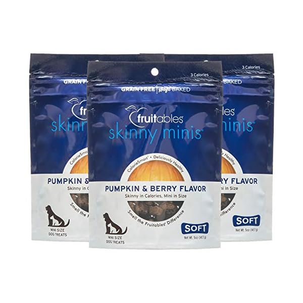Fruitables Skinny Minis Gluten Free Chewy Dog Treats Pumpkin & Berry Flavor (3 Pack) 5 oz Each Fruitables Skinny Minis Gluten Free Chewy Dog Treats Pumpkin & Berry Flavor (3 Pack) 5 oz Each