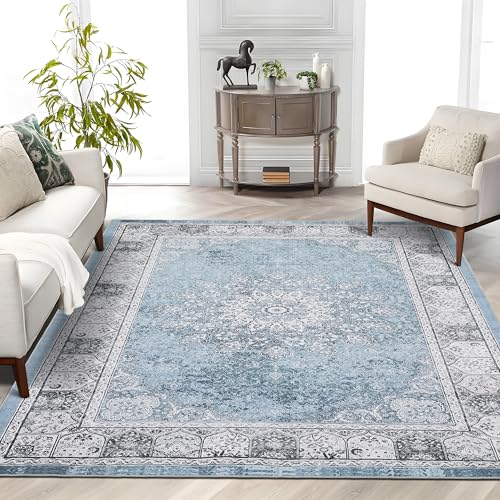 Garvee 10x13 ft Vintage Neutral Printed Pattern Area Rug,Washable Boho Area Rugs,Stain-Resistant Non-Slip Large Soft Carpet for Living Room,Dining Roo