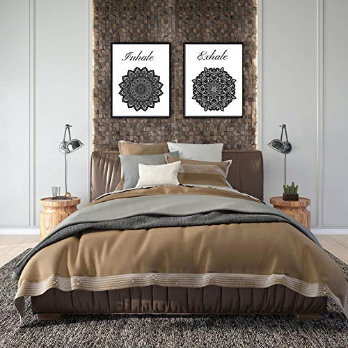 Toile peinture bohémienne mandala inhale exhale 70x100 cm set de 2