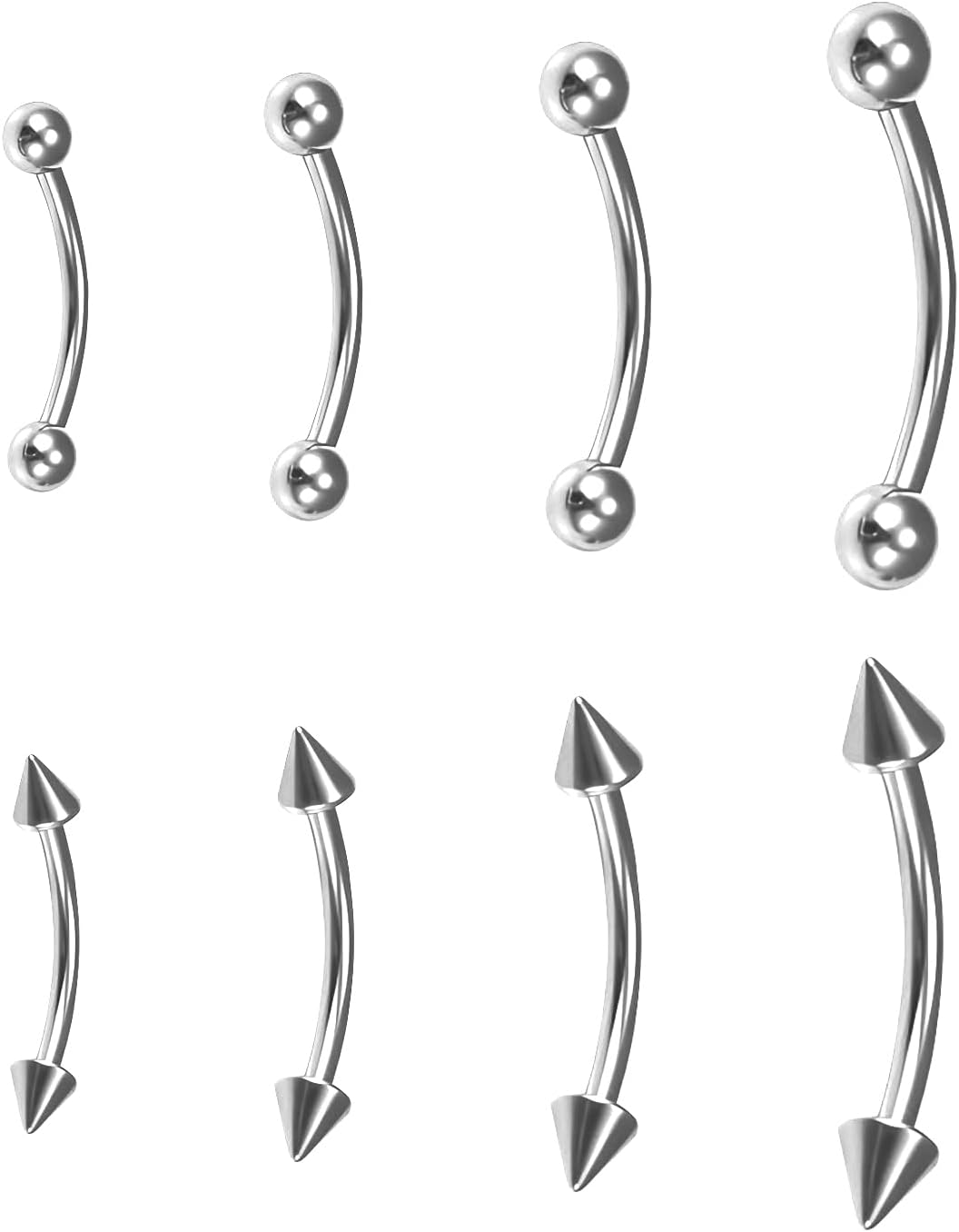 BLISI G23 Solid Titanium Eyebrow Piercing Jewelry, Gokd Black Rose Gold Silver Pink Rainbow Eyebrow Rings 16G Curved Barbell,Tiny Vertical Labret Lip Jewelry Rook Piercing Jewelry for Women and Men