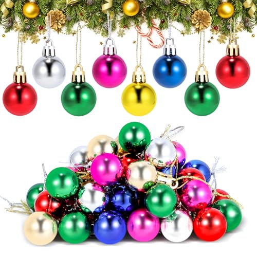 Mini Weihnachtskugeln 50 Stück Christbaumkugeln Bunt 2cm Kunststoff...
