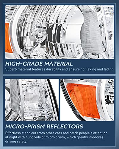 Image of Nilight Headlight Assembly for 2005 2006 2007 2008 2009 2010 2011 Toyota Tacoma Replacement Headlamp Chrome Housing Amber Reflector