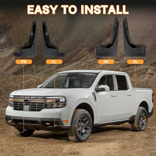 Image of Mud Flaps Mud Guards Replacement for 2022-2024 Maverick Front Mudflap and Rear Mudguard No Drilling Required 4pc Set