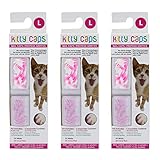 Kitty Caps Nail Caps for Cats | White with Pink Tips & Clear with Pink Glitter, 40 Count, Large - 3 Pack | Safe, Stylish & Humane Alternative to Declawing | Stops Snags and Scratches