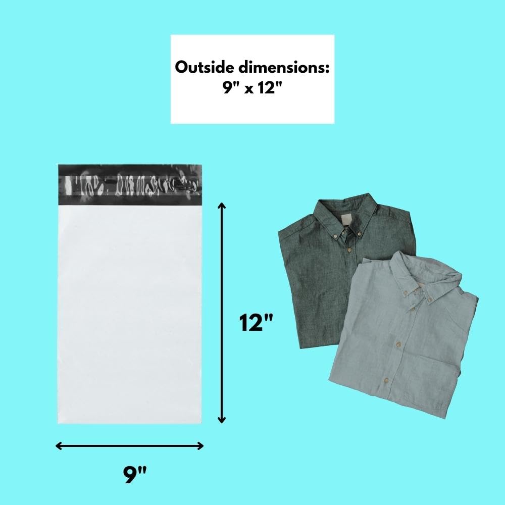 PSBM Poly Mailers, 9x12 Inch, 200 Pack, 3 Mil Thick, Shipping Envelope Mailers, White/Grey, Self Seal and Peel Strip