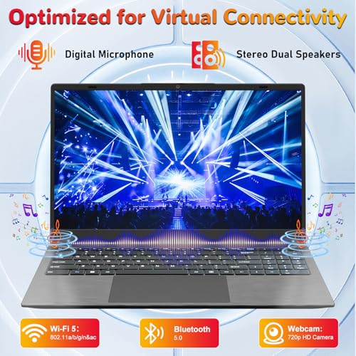 Image of 2025 Laptop Computer 15 15.6 inch FHD 1920 X 1080 Display for College Students Business, 8GB DDR4 RAM 256GB SSD, Dual-Core Intel Celeron, USB 3.2, Numeric Keypad, Windows 11 Pro, Slim Portable, Gray