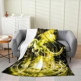 Loussiesd Manta de felpa de dragón, manta de franela con temática de monstruo mágico, 40 x 50 pulgadas, animales de la selva amarillos para todas las estaciones para sofá, cama, sofá, decoración de