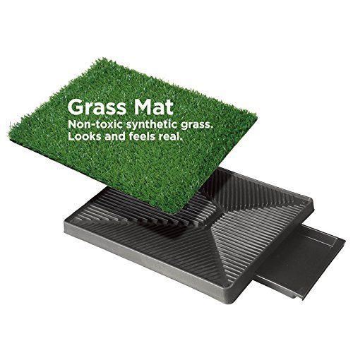 Synturfmats Indoor Pet Potty Patch Puppy Pee Training Pad, Deluxe 3 Pieces Dog Relief System with Drawer (20"x25")
