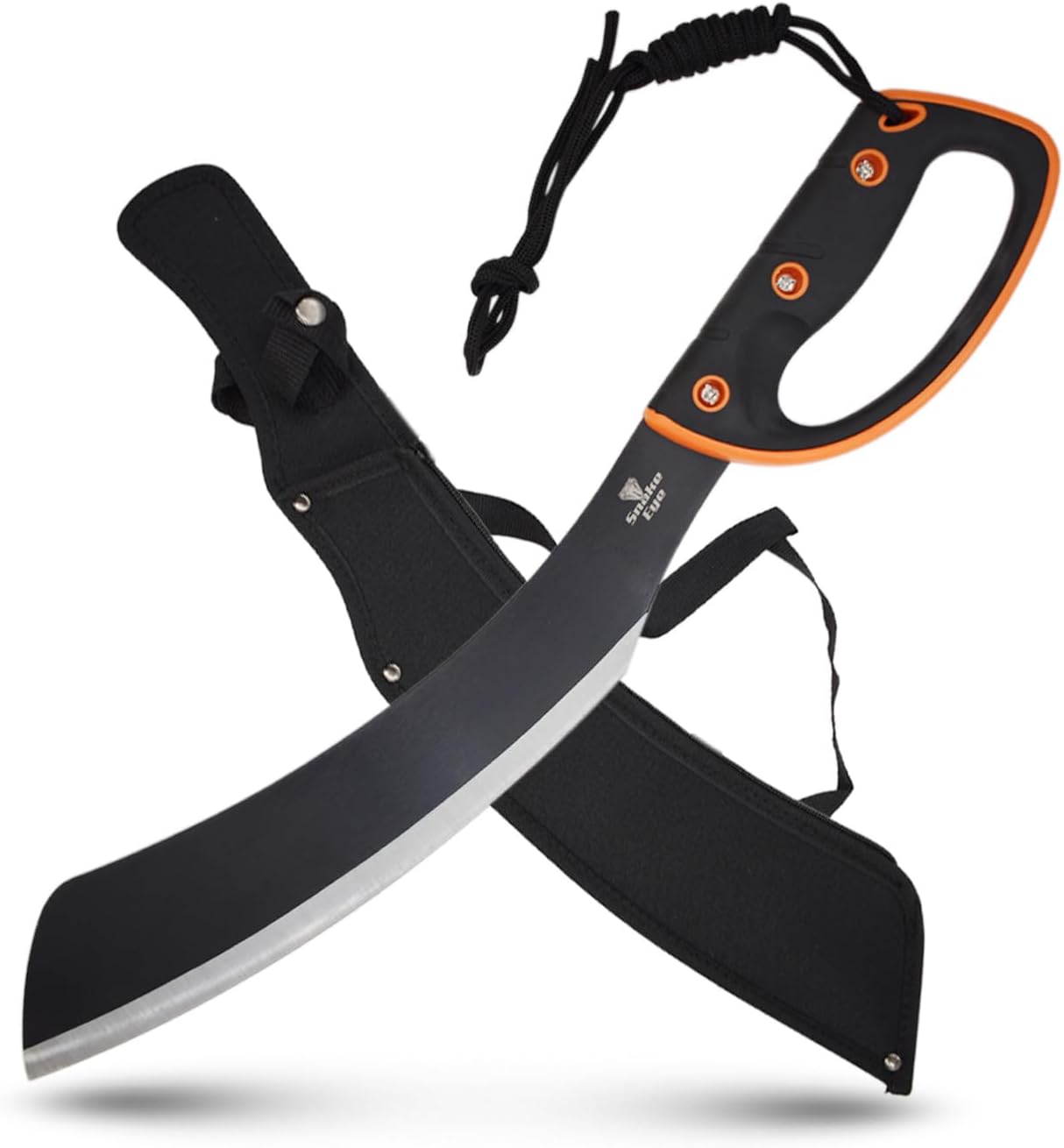 Snake Eye Tactical Full-Tang Machete – Heavy Duty Fixed Blade Survival Tool with Reinforced Nylon Sheath for Camping, Hunting, and Bushcraft