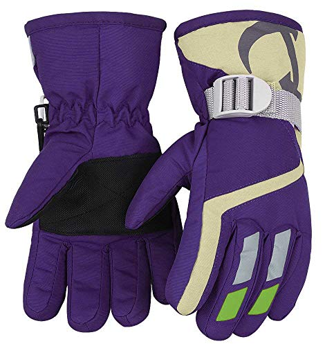 7-Mi Guantes de Invierno para niños Resistentes al Agua para esquí/Snowboard/Ciclismo/equitación Actividades al Aire Libre Mitones para niños Mejor para 3 a 6 años de Edad Morado