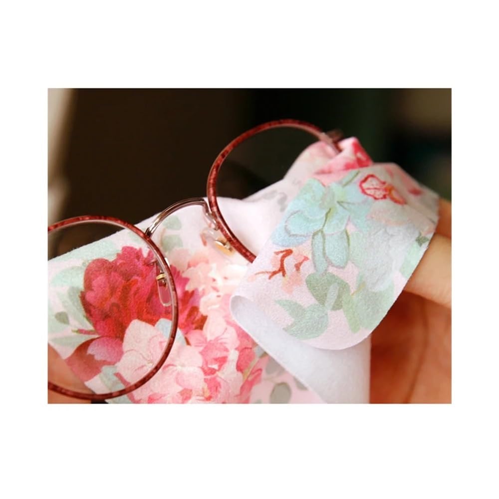 Juego de 2 paños de gamuza para gafas, diseño de flores, color rosa, lirio, begonia, margarita, 15 x 15 cm, para gafas, lentes de teléfono, toallitas de limpieza (morado)