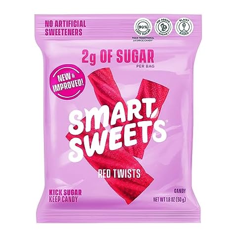 SmartSweets Red Twists: Low Sugar, Low Calorie, Plant-Based Licorice Gummy Candy Cover