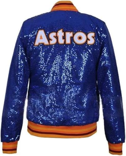 Astros blue Sequin Bomber Jacket for women’s- Formal Blue Sparkle Glitter Jacket Outerwear Party Outfit2