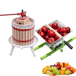 UISEBRT 7 liter fruitmolen, druivenmolen, appelpers en 12 liter, fruitpers, wijnpers, sappers, mechanisch, met persdoek