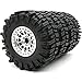 HOBBYSOUL 2.2 Mud Rock Crawler Tires Height 124mm & Alloy 2.2 Beadlock Wheels Silver for Redcat Gen8 Everest gen 7 Pro/Axial Capra Wraith/Traxxas TRX4 AMG 6x6, (4-Pack, Assembled)