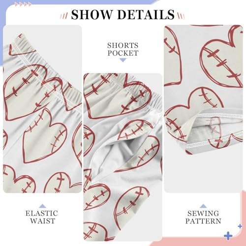 Baseball Lace Love Print Boys Long Pants Soft Trousers Elastic Waist Kids Lounge Bottoms with Pockets S-XL4