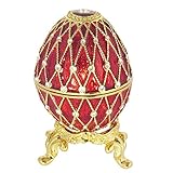 Faberge Style Red Egg Statuette Collectible Antique Crystal Proposal Wedding Jewelry Vintage Gift...