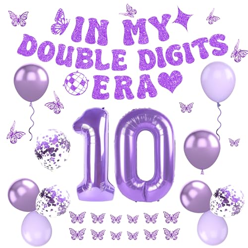 Holkcog 10th Birthday Decoration for Girls, Purple Double Digits Era Banner by Holkcog - Used condition - US$12.69