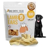 Dog Chits Lamb Ears for Dogs – 100% Natural Baked Lamb Ear Dog Treats – Grain-Free, High Protein, Lower Fat Training Chews – Dental Health & Joint Support – for Large, Medium Dogs – 15 Pack