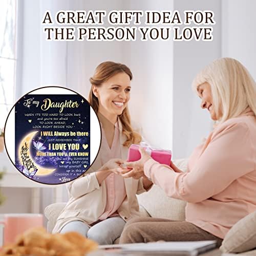 Vetbuosa Daughter Gifts from Mum - Fleece Blanket Hug to My Daughter, Daughter Birthday Gifts, Gifts for Daughter Blanket, Wedding Gifts for Daughter, Throw Blanket 152x127cm