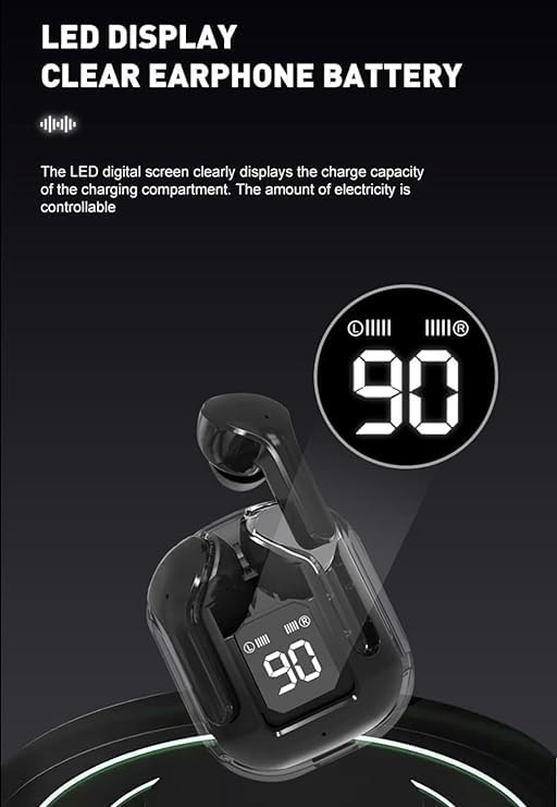Image of Ultrapods in-Ear Wireless Earbuds, Ultrapods max TWS Bluetooth Earphones with Charging Case and LED Digital Display, Microphone, Works with iPhone Android and Bluetooth Devices (Black)