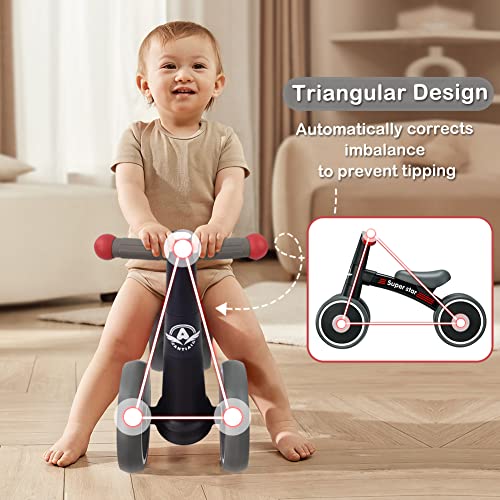 antiai Baby Balance Bike Toys for 1 Year Old boy,Toddler Bike Ride on Toys for 12-36 Month,1st Birthday Gift for Boy Girls,4 Wheels,Adjustable Seat,Black (Dark Black) - Image 5